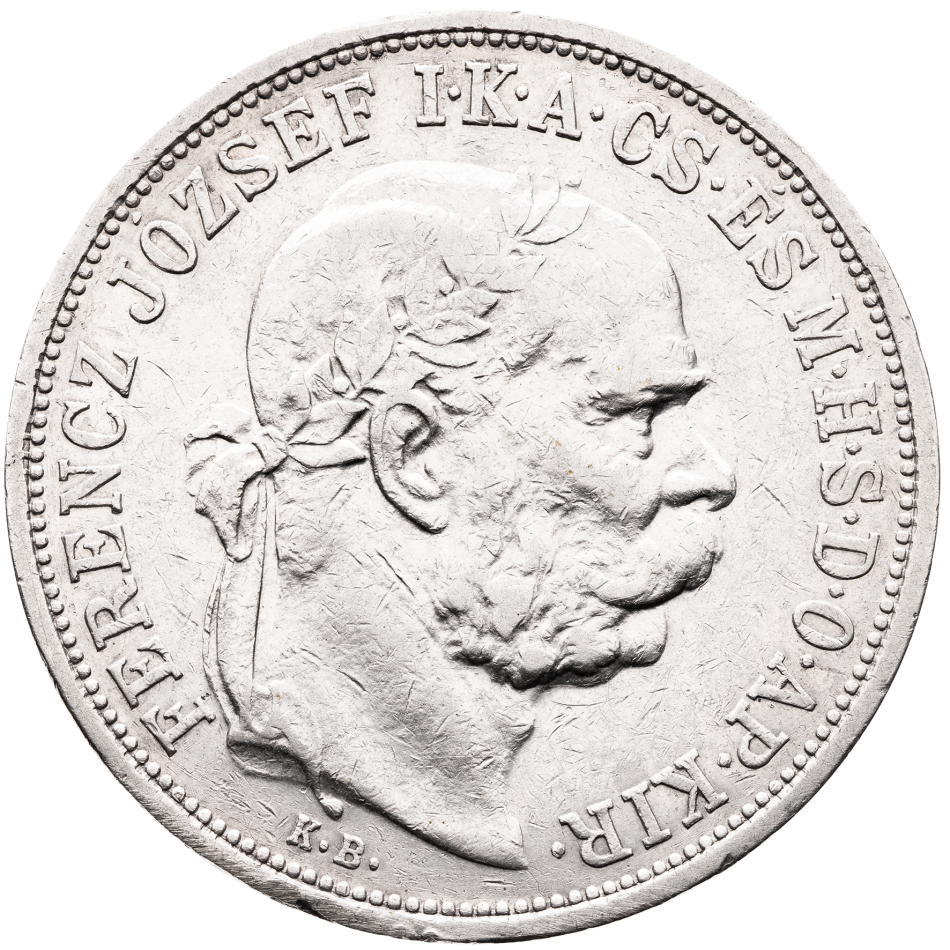 Stříbrná mince 5 korun 1908 KB – František Josef I.