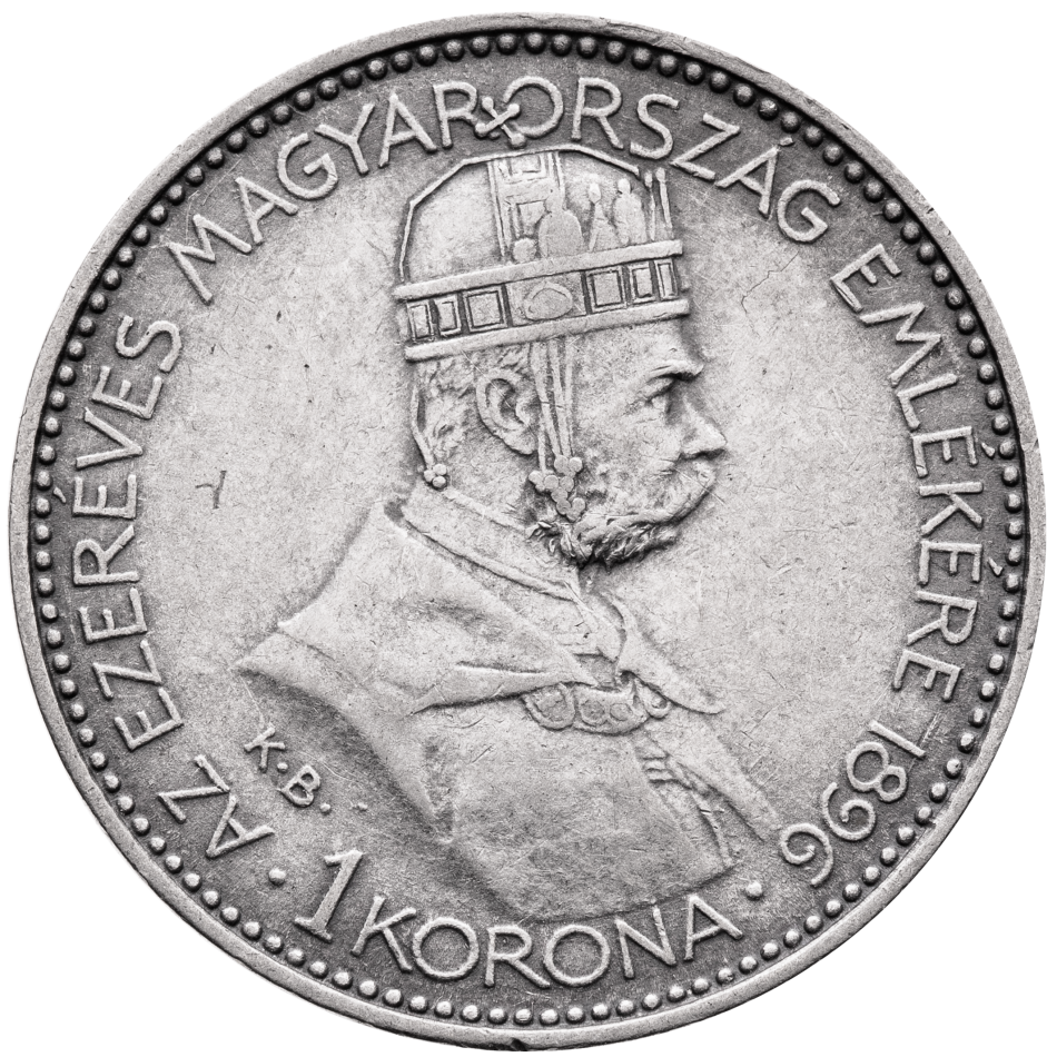 Stříbrná mince 1 koruna 1896 KB - příchod Maďarů
