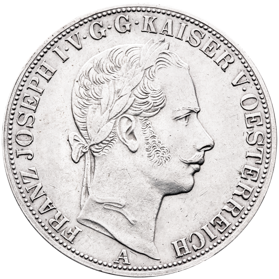Stříbrná mince spolkový tolar 1858 Vídeň – František Josef I.