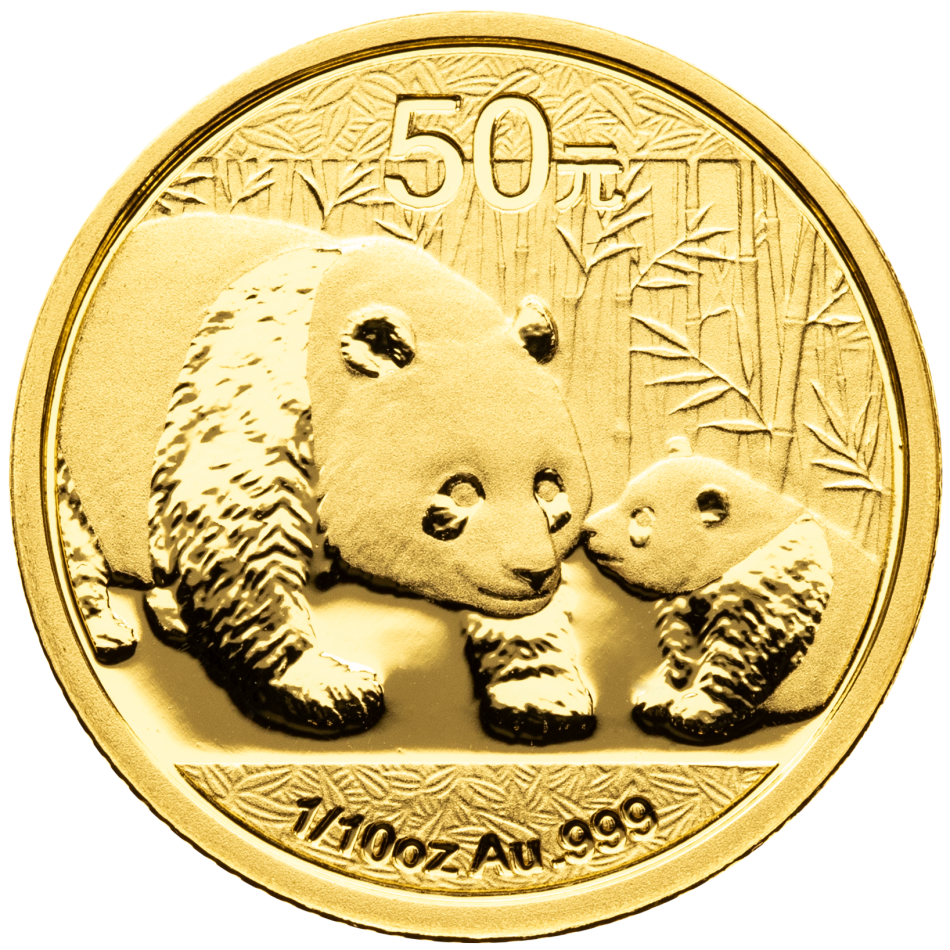 Zlatá investiční mince Čínská Panda 1/10 Oz 2011 – 50 Yuan