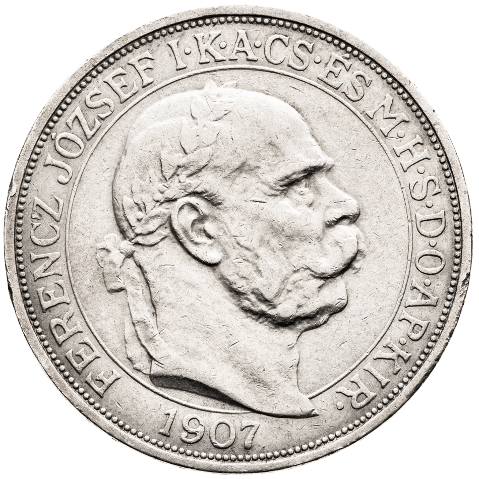 Stříbrná mince 5 Korun 1907 KB - Korunovační