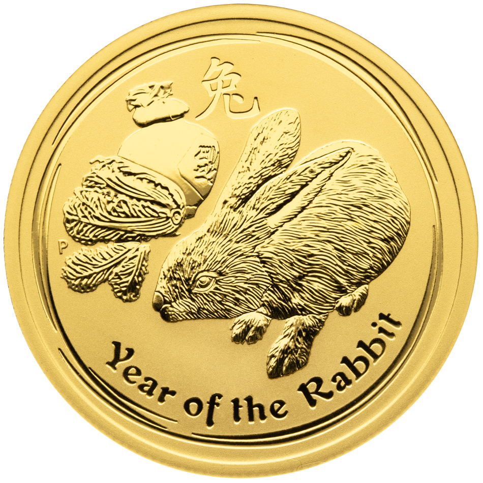 Zlatá investiční mince Austrálie Lunar II – Year of the Rabbit (Rok Zajíce) 1/2 Oz 2011