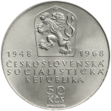 Pamětní stříbrná mince 50 Kčs 50. výročí vzniku Československa 1968