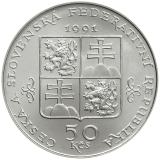 Pamětní stříbrná mince 50 Kčs Mariánské Lázně 1991