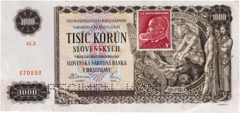 1000 korun 1940 (kolek 1945) - perforovaná -