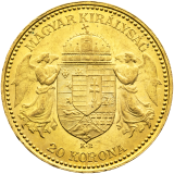 Zlatá mince 20 korun 1892 KB