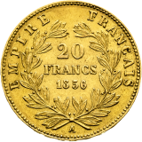 Zlatá mince 20 Frank 1856 Napoléon III.