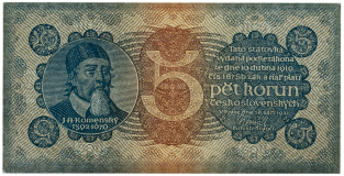 Československá státovka 5 korun 1921 série 8