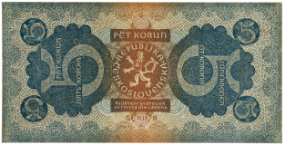 Československá státovka 5 korun 1921 série 8