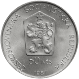 Pamětní stříbrná mince 50 Kčs Zachování chovu koně Převalského v ZOO Praha 1987