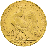 Zlatá mince 20 Frank 1913