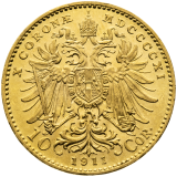 Zlatá mince 10 korun 1911