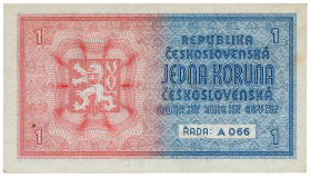 1 Kč bez data (1938 / strojový přetisk 1940)