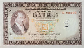 500 korun 1946 - perforovaná - S -