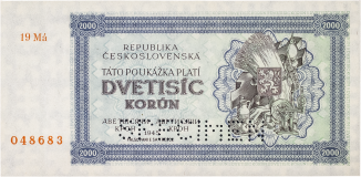 2000 korun 1945 - perforovaná -