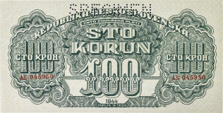 100 korun 1944 - perforovaná -