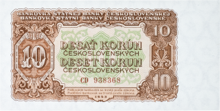 Československá bankovka 10 Kčs 1953