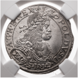 Stříbrná mince XV. Krejcar 1664 - Vídeň - Leopold I. NGC AU 58