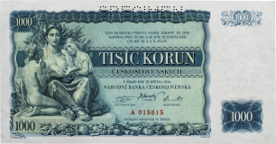 Československá bankovka v nominální hodnotě 1.000 Kčs - série A