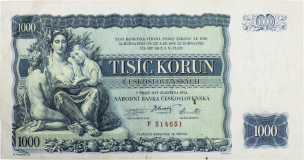 Československá bankovka v nominální hodnotě 1.000 Kčs - série F