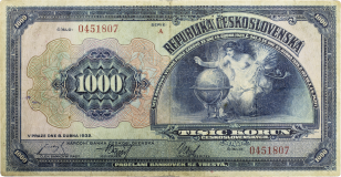 Československá bankovka v nominální hodnotě 1.000 Kčs - série F