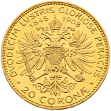 Zlatá mince Rakousko Uhersko, 20 Korona  1908 20 Korun 1908 jubilejní, František Josef I.