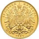 Zlatá mince Rakousko Uhersko, 20 Korona 1901, František Josef I.