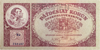 50 korun 1929 - série Ta - perforovaná -