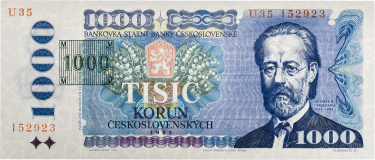 Bankovka 1.000 Kč 1985 - série U 35 - kolek 1993 -