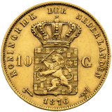Zlatá mince Holandský 10 Gulden 1876 Willem III.