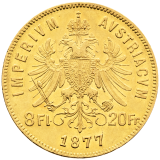 Zlatá mince Rakousko Uhersko, 8 Gulden 1877, František Josef I.