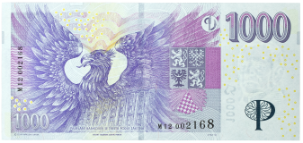 Bankovka 1.000 Kč vzor 2008 – série M12 – Přítisk 2023