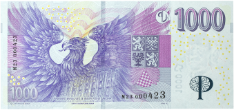 1.000 Kč vzor 2008 – série M23 – Přítisk 2023