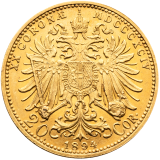 Zlatá mince 20 korun 1894