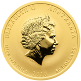 Zlatá investiční mince Austrálie Lunar II – Year of the Tiger (Rok Tygra) 1/2 Oz 2010