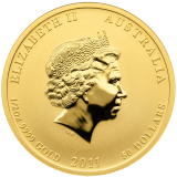 Zlatá investiční mince Austrálie Lunar II – Year of the Rabbit (Rok Zajíce) 1/2 Oz 2011