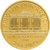 Investiční zlatá mince Wiener Philharmoniker 1/4 Oz